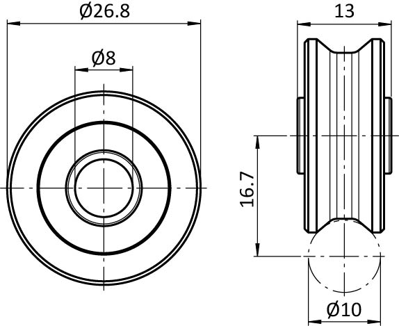 Roller for Shafts Ø 10